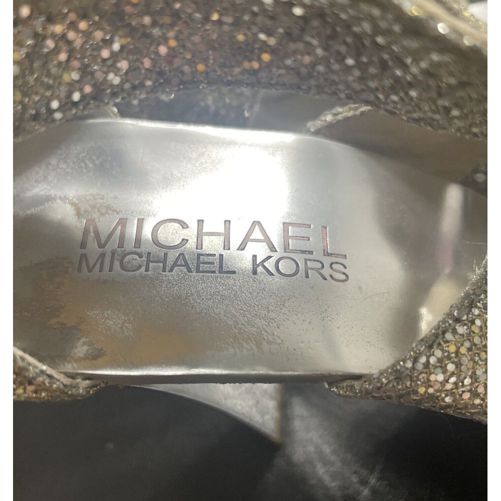 VINTAGE✨MICHAEL KORS BERKLEY T STRAP-GLITTER-HIGH HEELS SILVER WOMEN'S SIZE 7M‎ - Picture 3 of 6